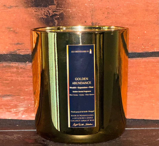 ✨GOLDEN ABUNDANCE 11.5 Oz Luxury Intention Crystal Candle✨
